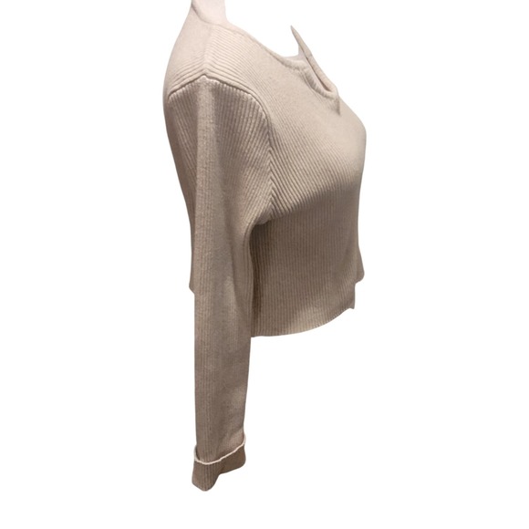 Forever 21 Crop Top Long Sleeve Womens Size Large Ribbed Sweetheart Neck Sweater - Picture 3 of 7